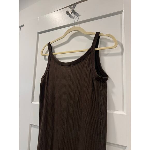 H&M Brown Ribbed Midi tank dress size Large - Picture 2 of 4